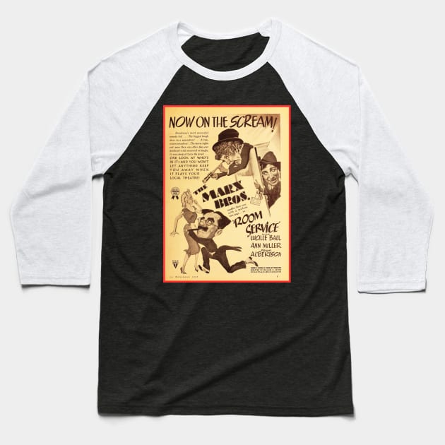 Marx Brothers - Room Service Baseball T-Shirt by Daz Art & Designs